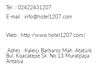 Hotel 1207 iletiim bilgileri